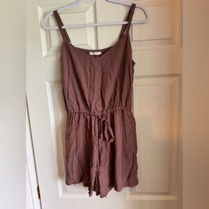 Casual Sleeveless Brown Drawstring Romper Dress